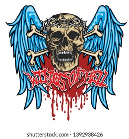 Gothic sign with skull and wings, grunge vintage design t shirts
