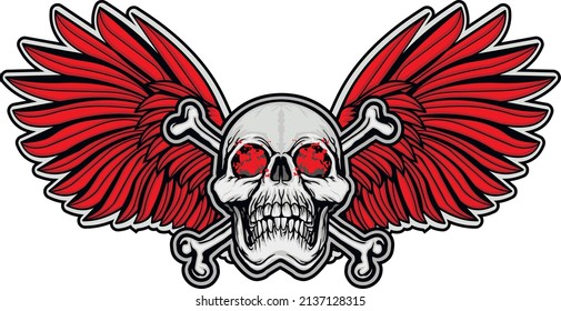 Gothic sign with skull and wings, grunge vintage design t shirts
