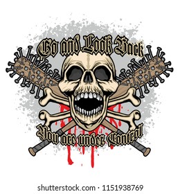Gothic sign with skulls, grunge vintage design t shirts