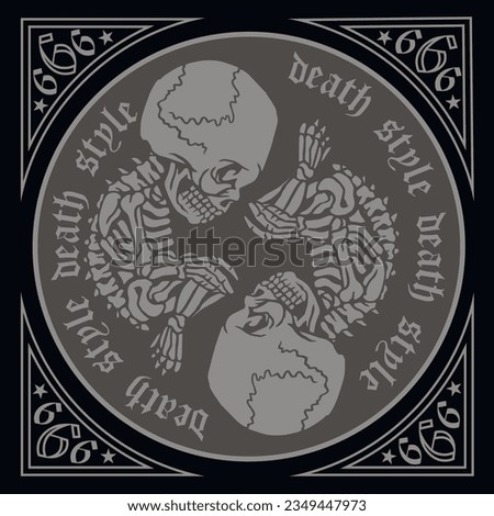 Gothic sign with stillborn skeleton, grunge vintage design t shirts