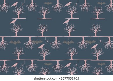 Gothic Sketch style seamless pattern featuring Halloween elements, perfect for gothic invitations and scrapbooking. fabric, gift wrap, packaging, wallpapers, invitations, digital backgrounds 