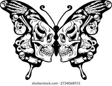 Gothic Skull Butterfly Black
