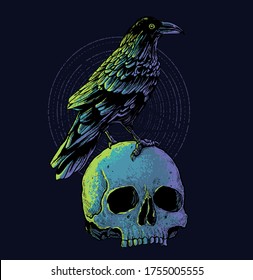 gothic skull crow poster design