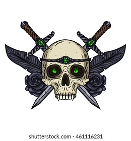Gothic skulls. Cartoon skull.