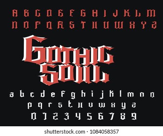 Gothic Soul - vintage gothic font with shadow - vector alphabet