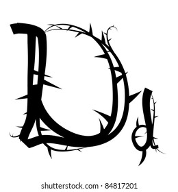 Gothic spiky floral vector alphabet, capital/lowercase letter d