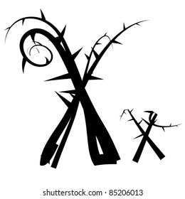 Gothic spiky floral vector alphabet, capital/lowercase letter x
