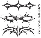 Gothic Stipple Symbol. Spiny Tribal Ornament. Fine effect. 