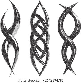 Gothic Stipple Symbol. Spiny Tribal Ornament. Fine effect. 