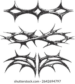 Gothic Stipple Symbol. Spiny Tribal Ornament. Fine effect. 