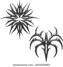 Gothic Stipple Symbol. Spiny Tribal Ornament. Fine effect. 