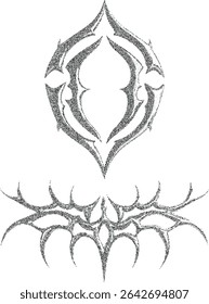 Gothic Stipple Symbol. Spiny Tribal Ornament. Fine effect. 
