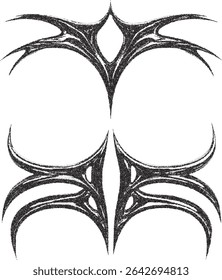 Gothic Stipple Symbol. Spiny Tribal Ornament. Fine effect. 