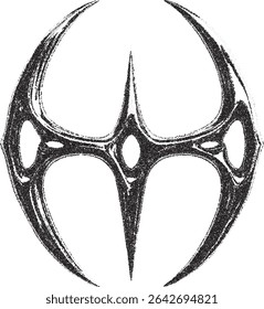 Gothic Stipple Symbol. Spiny Tribal Ornament. Fine effect. 