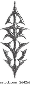 Símbolo Gótico Pontilhado. Ornamento Tribal Espinhoso. Efeito fino. 