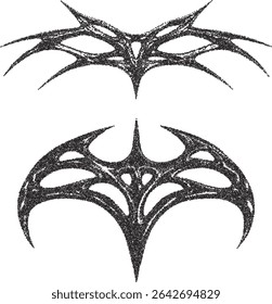 Gothic Stipple Symbol. Spiny Tribal Ornament. Fine effect. 