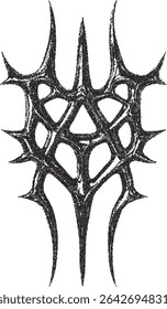Gothic Stipple Symbol. Spiny Tribal Ornament. Fine effect. 