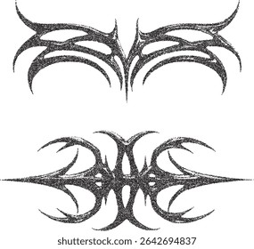 Gothic Stipple Symbol. Spiny Tribal Ornament. Fine effect. 