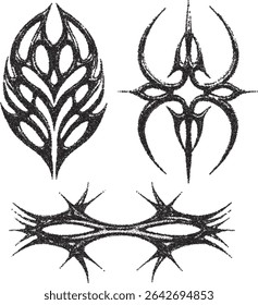 Gothic Stipple Symbol. Spiny Tribal Ornament. Fine effect. 