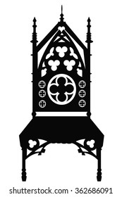 Gothic style chair with ornaments. Vector sketch