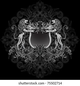 Gothic style coat of arms, on the floral background.