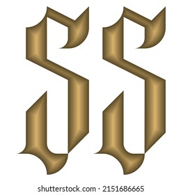 Estilo Gótico Número Cincuenta Y Cinco Vectores Ilustración. Calligráfico Dorado Número 55 En Estilo Gótico Aislado En Un Fondo Blanco. Número de cosecha
