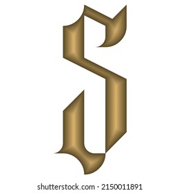 Gothic Style Number Five Vector Illustration. Golden Calligraphic Number 5 In Gothic Style Isolated On A White Background. Vintage Number
