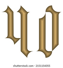 Ilustración del Estilo Gótico Número Cuarenta Vectores. Calligráfico Dorado Número 40 En Estilo Gótico Aislado En Un Fondo Blanco. Número de cosecha
