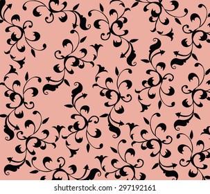 Gothic style vintage floral pattern in peach. Vector