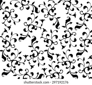 Gothic style vintage floral pattern in black and white composition. Vector