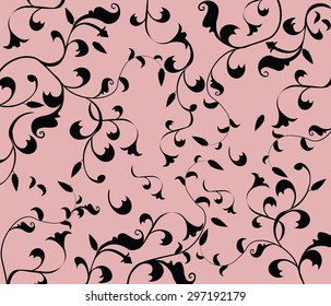 Gothic style vintage floral pattern in pink. Vector