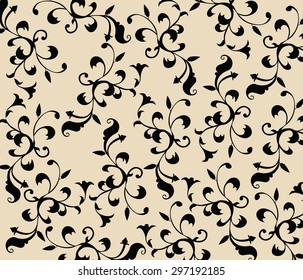 Gothic style vintage floral pattern in cream. Vector