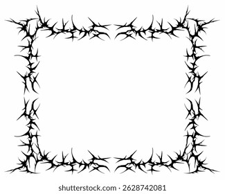Gothic symmetrical fire frame in black tribal abstract shape free-hand style vector design