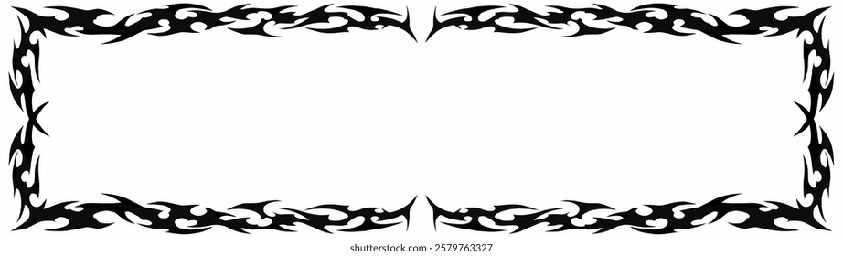 Gothic symmetrical fire long frames in black tribal abstract shape free-hand style vector design