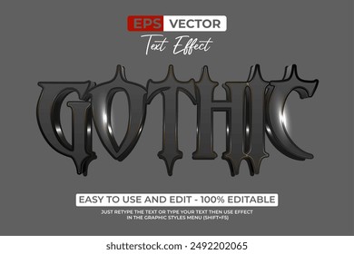 Gothic Texteffekt Metall glänzender Stil. Bearbeitbarer Texteffekt.