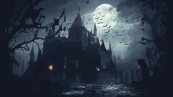 Gothic Vampire Castle Vector Dark And Mysterious Illustration For Fantasy And Horror Themes