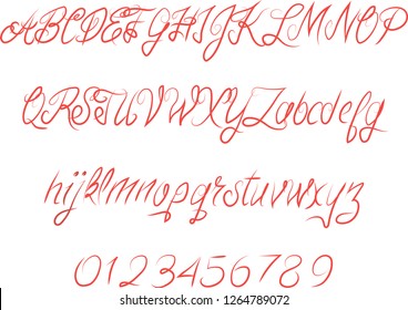 Gothic vector font. Red vector alphabet 