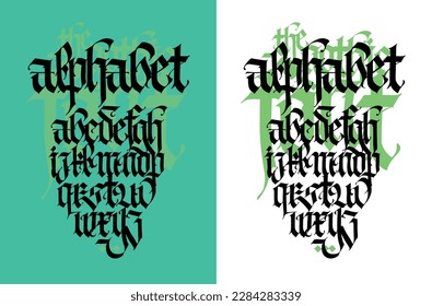 Gothic. Vector. Lowercase letters on a white background. Beautiful and stylish calligraphy. Elegant European typeface for tattoo and design. Medieval Germanic modern style.