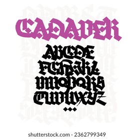 Gothic. Vector. Uppercase letters on a white background. Beautiful and stylish calligraphy. Elegant European typeface for tattoo and design. Medieval Germanic modern style.