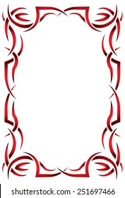 Gothic vector vertical frame on a white background. Red and black Tribal