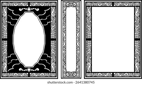 Gothic vintage book cover with three parts, namely, front, middle and back