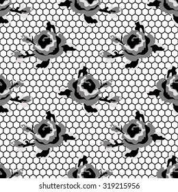 Gothic vintage seamless black grid lace for your decoration, can be used as wallpaper, fabrics, as halloween wrapping etc