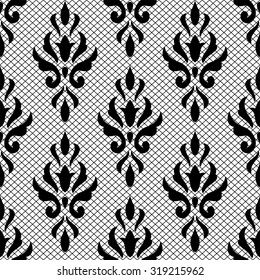 Gothic vintage seamless black grid lace for your decoration, can be used as wallpaper, fabrics, as halloween wrapping etc