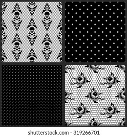 Gothic vintage seamless black grid lace for your decoration, can be used as a wallpaper, as fabrics pattern, as Halloween or Day of the Dead wrapping