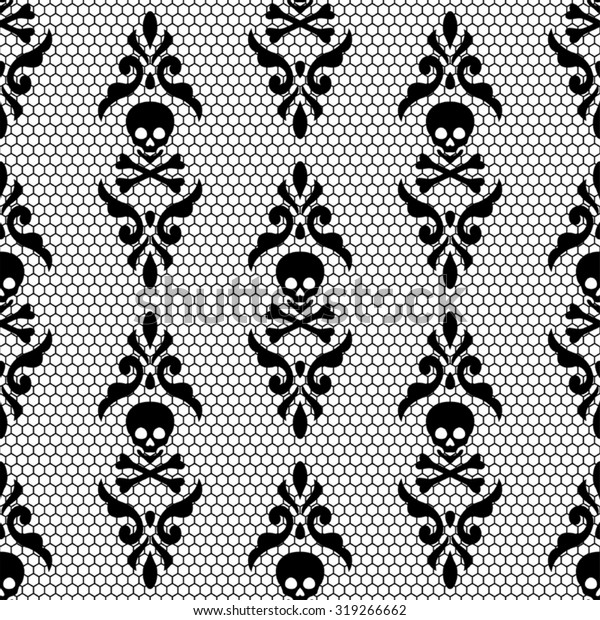 Gothic Vintage Seamless Black Grid Lace Stock Vector (Royalty Free