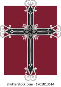 Gothic vintage style cross - high detailed vector isolated on white