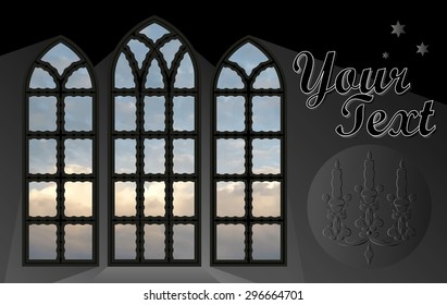 Gothic window - frame for any background. Vector.