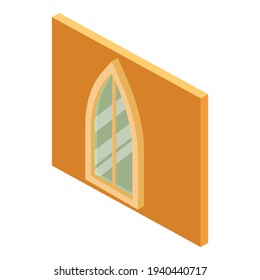 Gothic window icon. Isometric illustration of gothic window vector icon for web