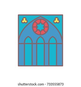 Gothic window icon. Stained glass Vector illustration.
