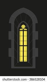 Gothic window - window recess - Silhouette - Vista - vector graphics